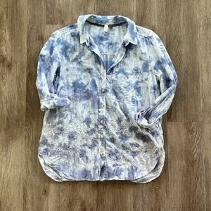 Anthropologie Pilcro Tie Dye Eyelet Button Front Shirt Small Petite White Purple